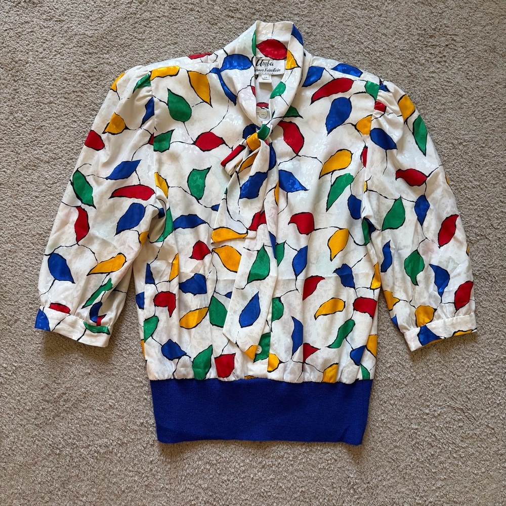VTG ~ 1980s ~ Umba ~ Primary Color Blouse ~ Maximalist ~ Secretary ~ Size 14